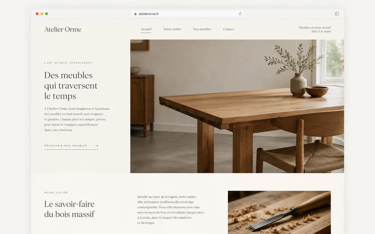 Capture du site Atelier Orme réalisé par NEW POL — Artisanat